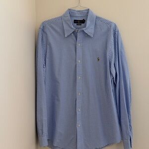 Polo by Ralph Lauren Men's Light Blue Gingham Shirt